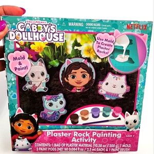 NWT, Gabby's Dollhouse Plaster Rock Painting Activity, Age 3+ Mold & Paint Set